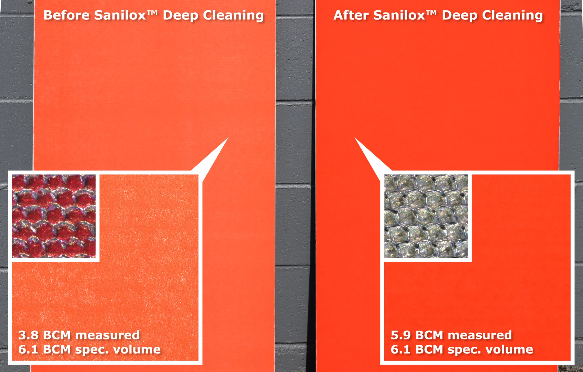 Before and after sanilox deep cleaning