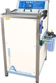 Image of the Alphansonic Megan Standing floor model anilox cleaning system with Tank Lengths from 16.9" to 90.5"