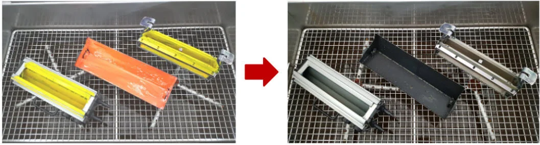 Before and after anilox cleaning